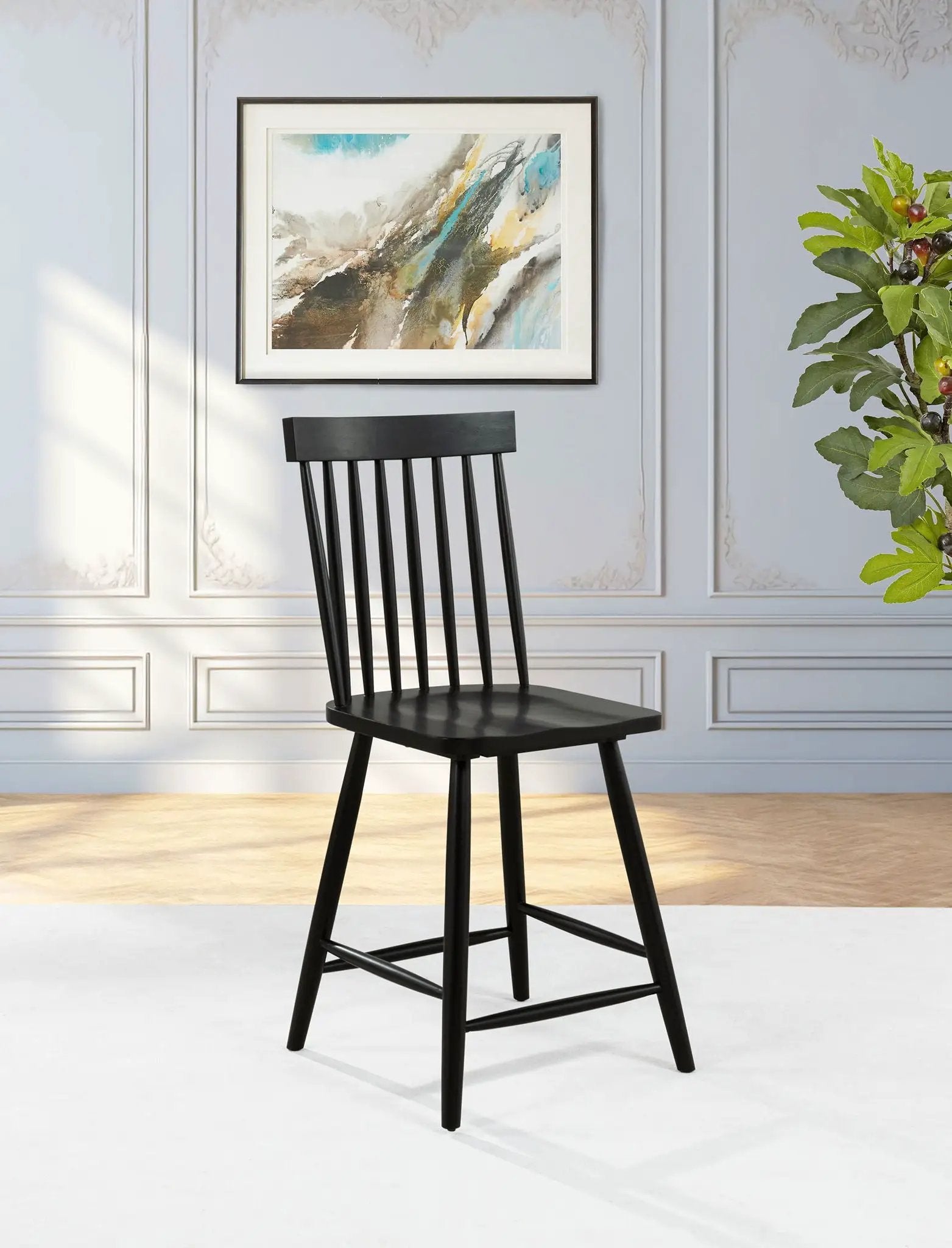 Andrews Windsor Counter Height Dining Side Chair Black (Set of 2) by Unique Piece Furniture