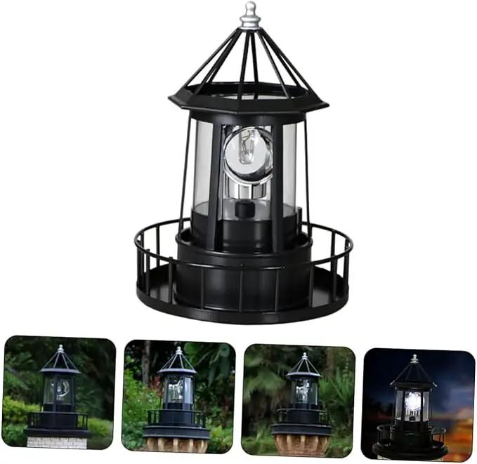 DOITOOL LED Solar Powered Rotating Lighthouse Outdoor Courtyard Solar Hanging Lamp Lawn Lantern for Patio Fence Garden Yard Decorations by GreenHaven Gardens