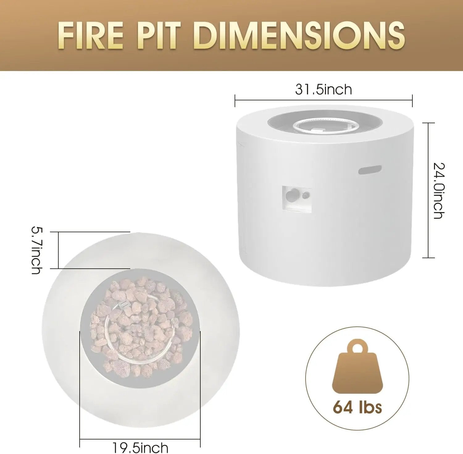 32 Inch Propane Outdoor Fire Pit Table, Round Patio Fire Table 50,000 BTU w/Lid, Lava Rocks, Weatherproof Cover, Alloy Steel Propane Fire Pit Table for Deck, Backyard and Pool, CSA Certified, Gray by GreenHaven Gardens