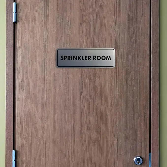 Signs ByLITA Standard Sprinkler Room Sign (Ivory/Dark Brown) - Medium 2 Pack by GreenHaven Gardens