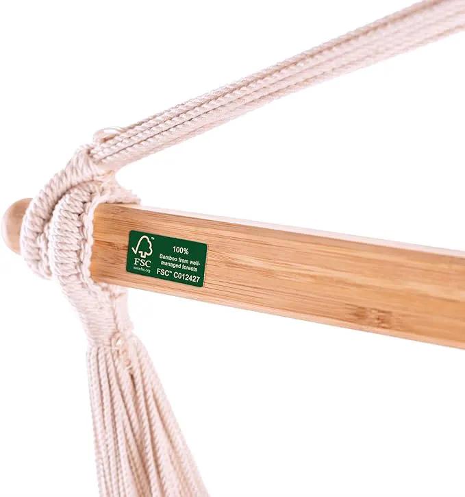 LA SIESTA® - Large Comfort Habana Cotton Hammock Chair & CasaMount - Hanging Chair w/Suspension Kit for Walls Ceilings & Square Beams - Indoor Outdoor Swing Hanging Chair Bedroom Balcony - Latte by GreenHaven Gardens