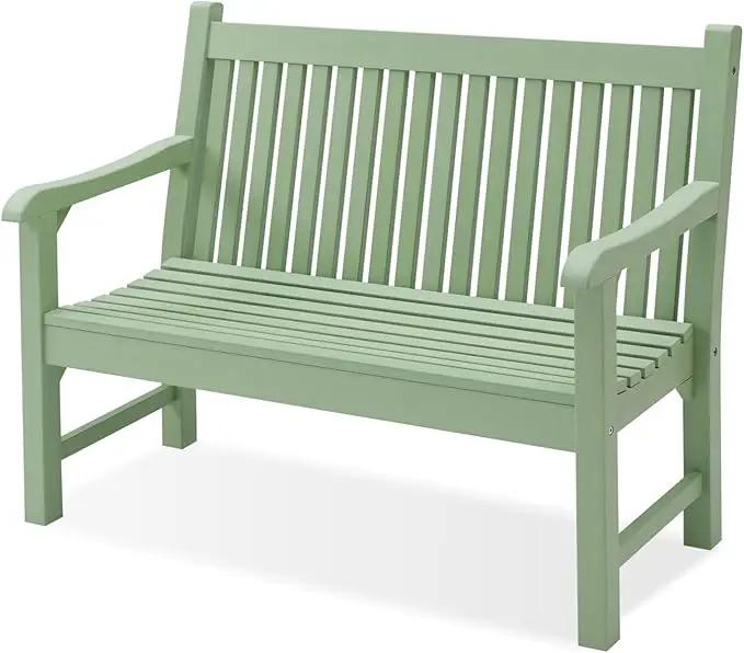 Psilvam Garden Bench, 2-Person Poly Lumber Patio Bench, All-Weather Outdoor Bench That Never Rot, Memorial Bench, Suit for Garden, Porch and Park (Green) by GreenHaven Gardens