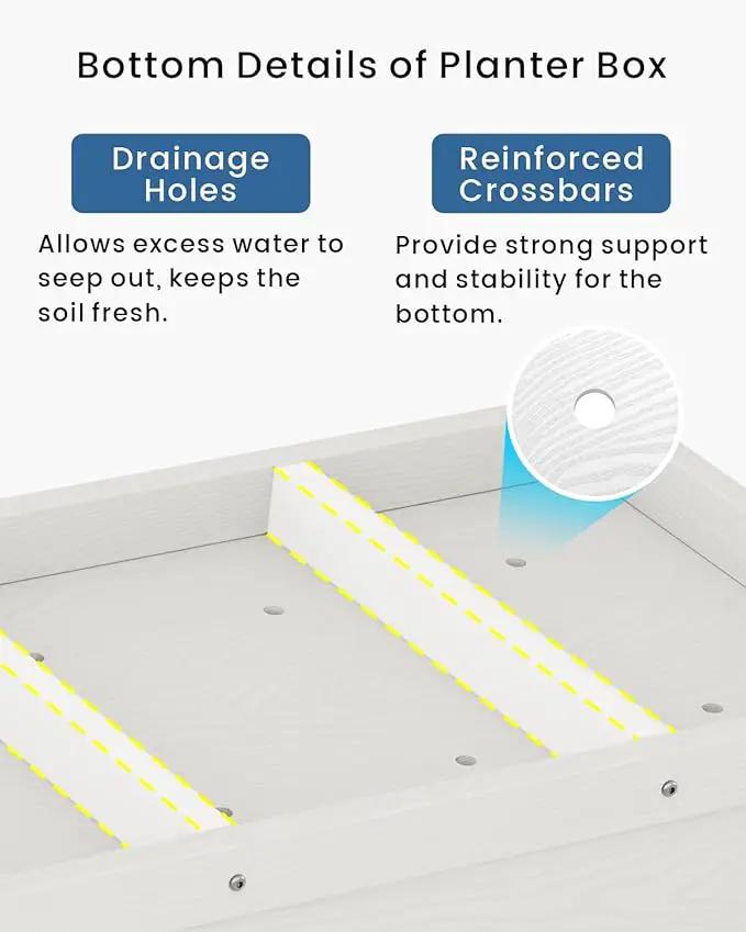 HDPE Raised Garden Bed with Legs, Outdoor Weather-Resistant Elevated Planter Box Stand for Seeds, Herbs, Flowers, Vegetables (White) by GreenHaven Gardens