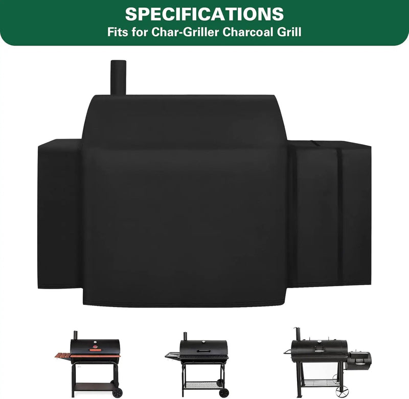 Grill Cover Fits for Char-Griller Outlaw 3724, E2137, Pro Deluxe 2735 Grill, Expandable BBQ Grill Cover 600D Heavy Duty Charcoal Grill Cover Waterproof Outdoor Grilling Cover, Model 3737 by GreenHaven Gardens