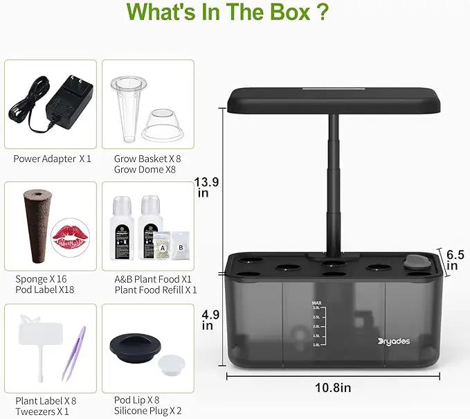 Hydroponics Growing System Indoor Garden, 8 Pods Indoor Herb Garden Kit Countertop with LED Grow Light Quiet Smart Water Pump for Home Kitchen Office, Gift Ideas for Women Men by GreenHaven Gardens