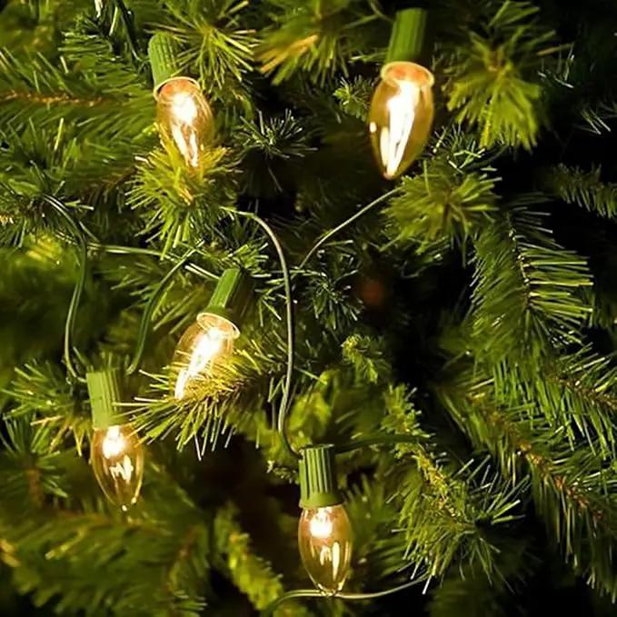 C9 Clear Christmas String Lights 25Ft C9 Outdoor Lights String with 26 Clear Bulbs, Hanging Christmas Roofline Light Patio Lights for Outdoor Decor 7 Watt C9/E17 Intermediate Base-Green Wire by GreenHaven Gardens