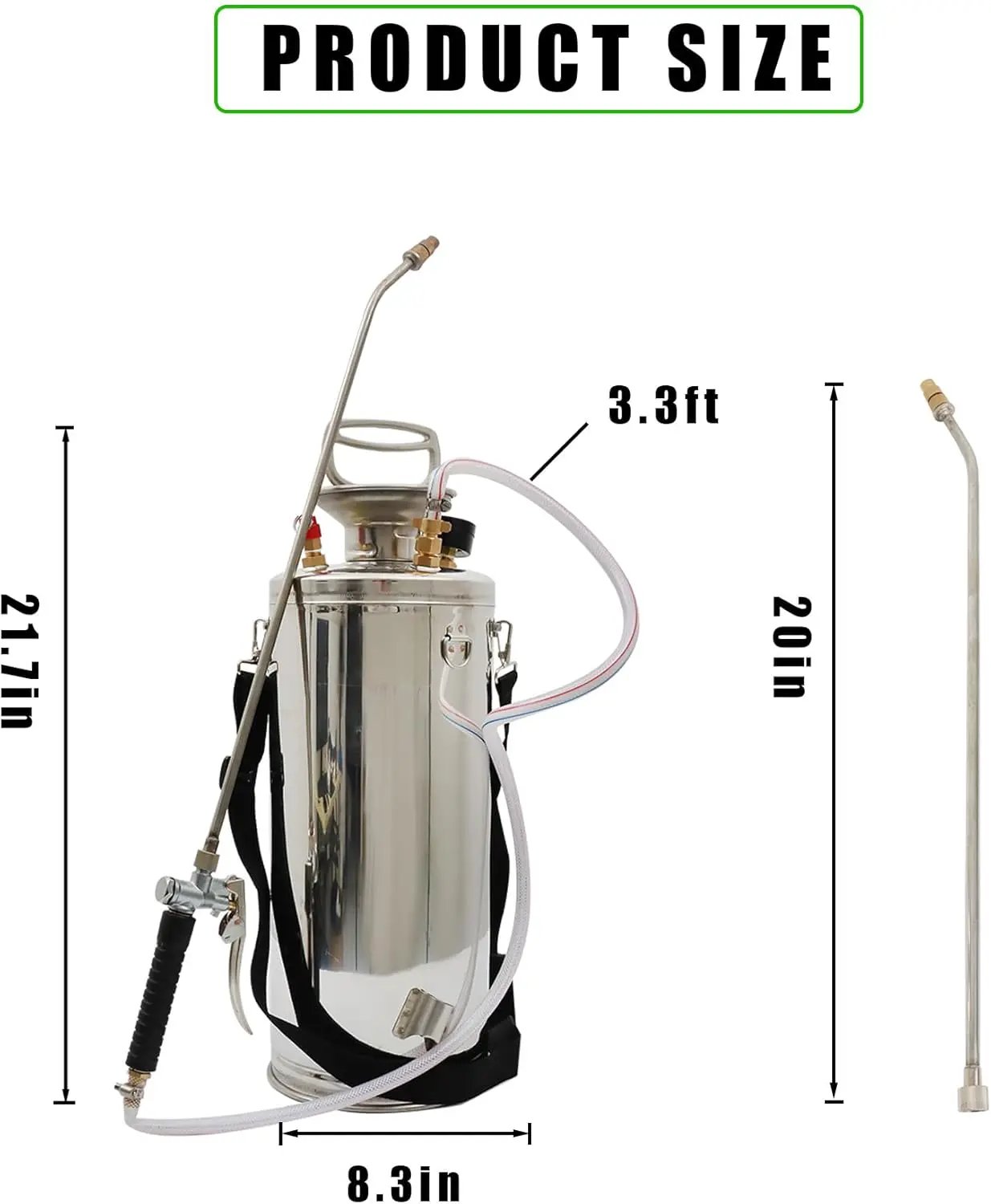 2 Gallon Stainless Steel Sprayer Hand Pump Sprayer with Pressure Gauge Safety Valve Adjustable Nozzle for Gardening Lawn and Cleaning by GreenHaven Gardens