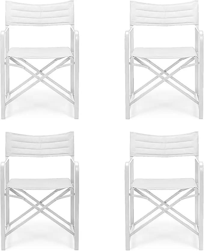 Aoodor Patio 34" Director's Chairs Set of 4, Outdoor Portable Bar Height Seating with Folding Aluminum Frame, 225 lbs Capacity, Perfect for Camping, Fishing, Picnic by GreenHaven Gardens