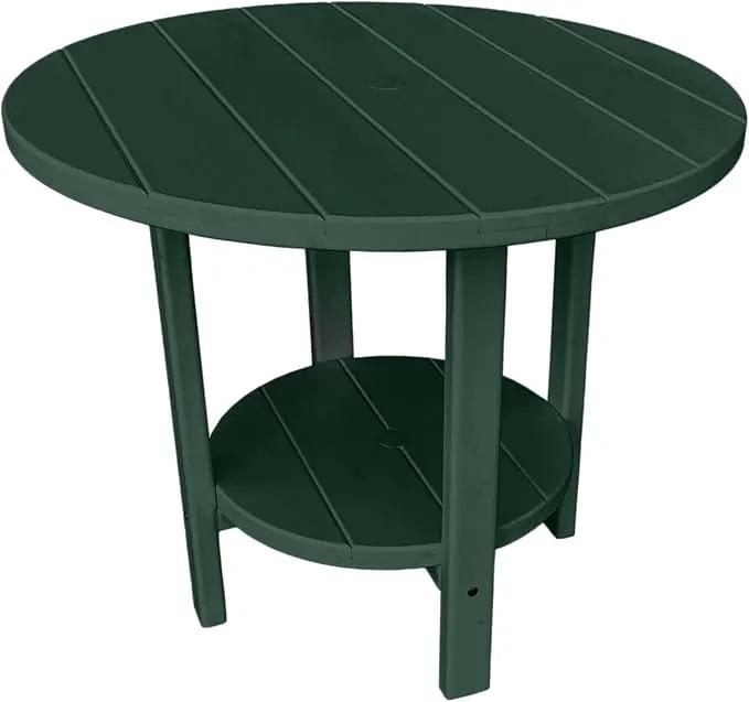 Phat Tommy Round Poly Resin Outdoor Patio Dining Table, All Weather Poly Patio Outdoor Furniture, Green by GreenHaven Gardens
