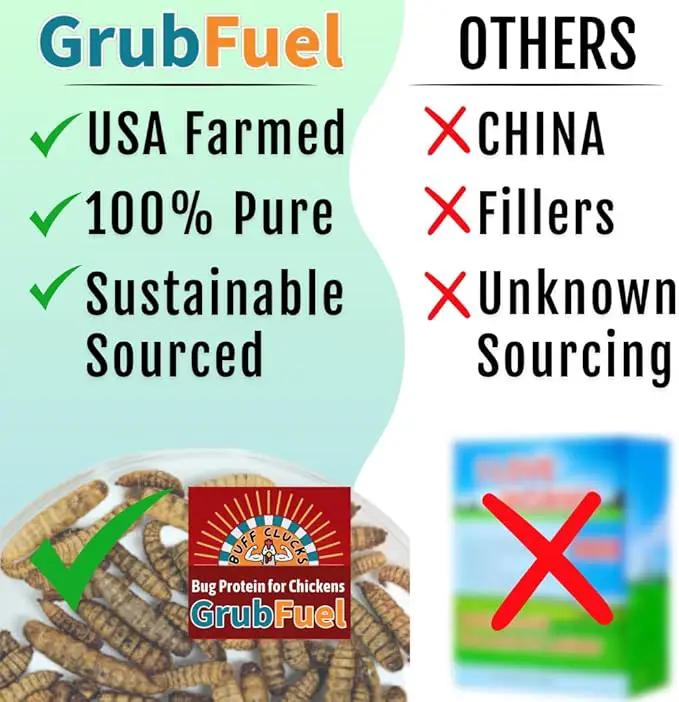 Grub Fuel Black Soldier Fly Larvae for Chickens - Nutrient-Packed BSFL, Sustainably Sourced Snack for Poultry, Rich in Protein, Calcium, Fiber, Essential Fatty Acids, USA Grown (1LB) by GreenHaven Gardens