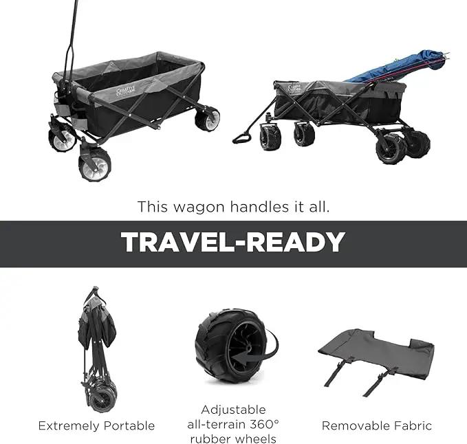 Creative Outdoor Push Pull Hauler Wagon for Kids, 200lbs Weight Capacity, All-Terrain Collapsible and Portable Folding Cart, Beach, Park, Garden, Camping & Tailgate by GreenHaven Gardens
