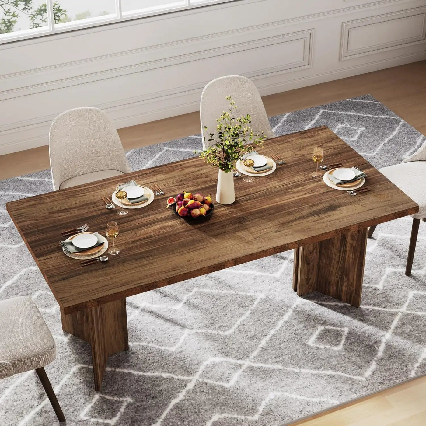 Dining Table For 4 - 6 People, Kitchen Table With Thick Top by HouseOfZazla