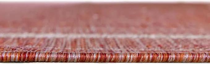 Unique Loom Outdoor Border Collection Area Rug - Soft Border (13'Round, Rust Red/ Ivory) by GreenHaven Gardens