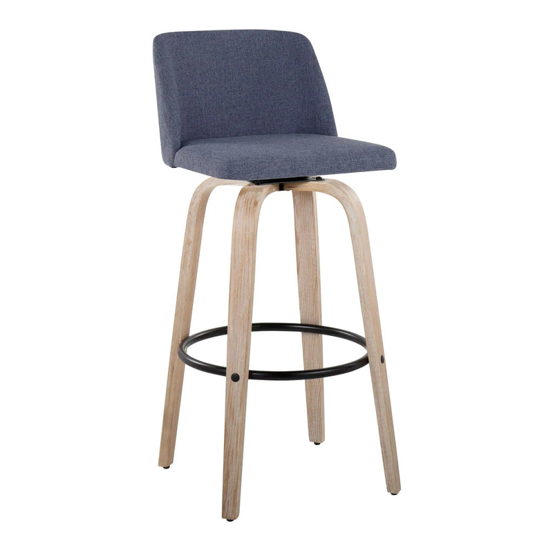 Toriano - Mid-Century Modern Fixed Height BarStool With Round Footrest (Set of 2) by Unique Piece Furniture
