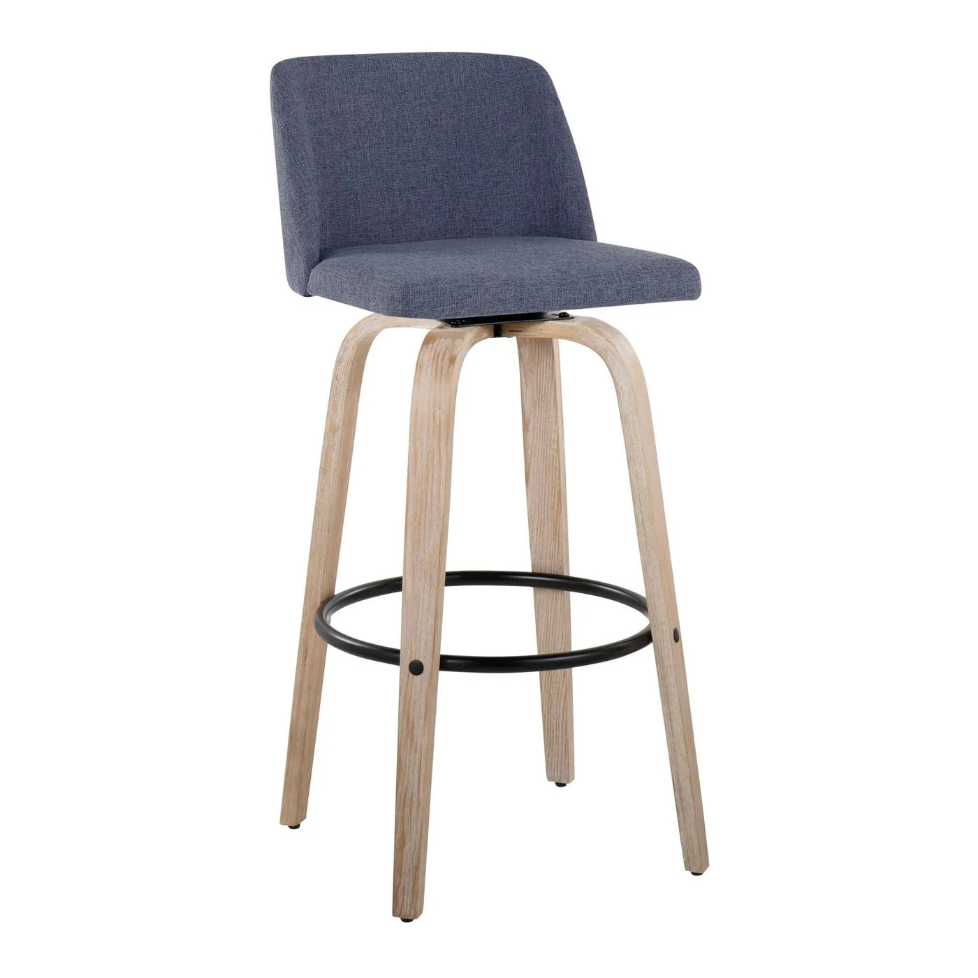 Toriano - Mid-Century Modern Fixed Height BarStool With Round Footrest (Set of 2) by HouseOfZazla