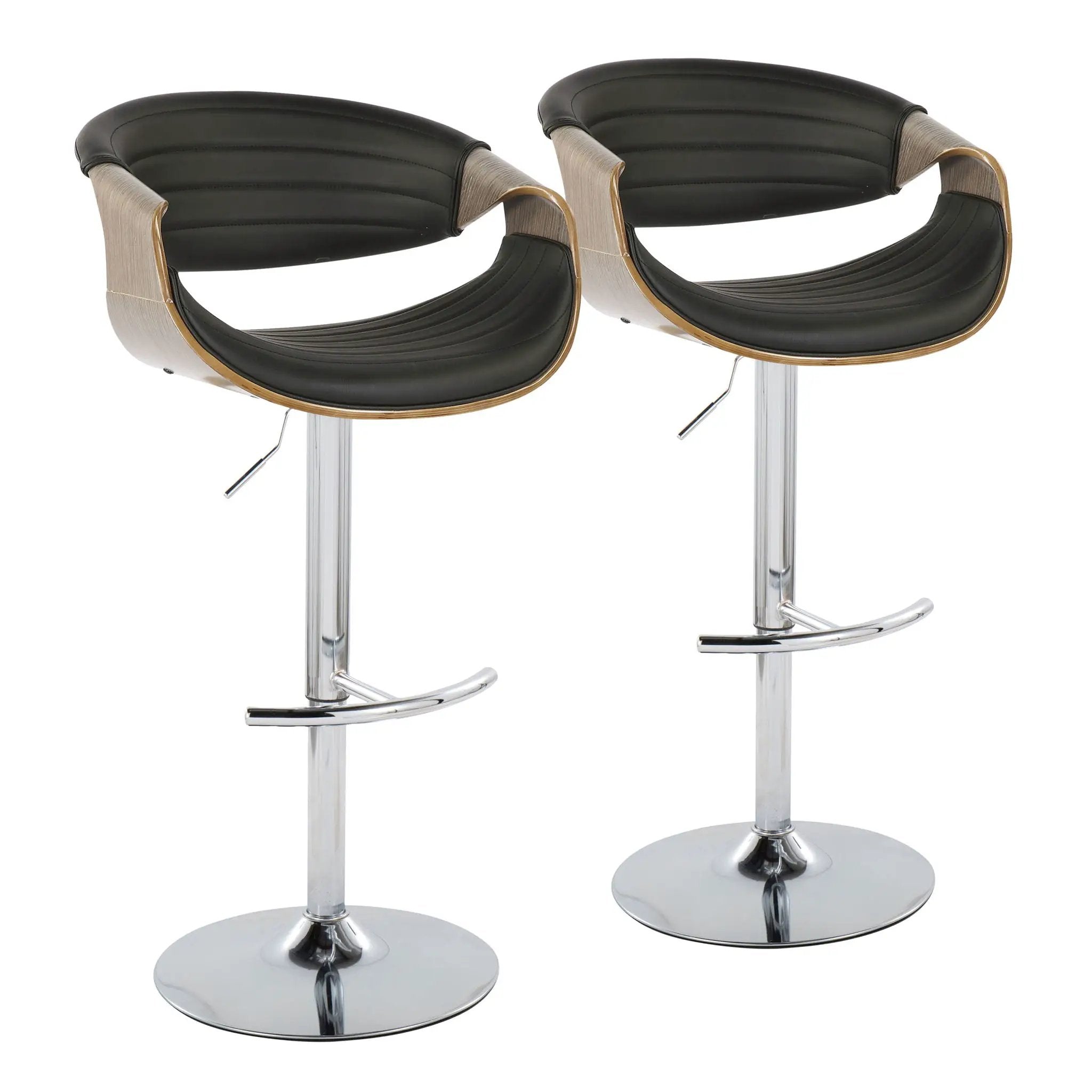 Symphony - Mid Century Modern Adjustable Barstool With Swivel & Rounded T Footrest (Set of 2) by HouseOfZazla