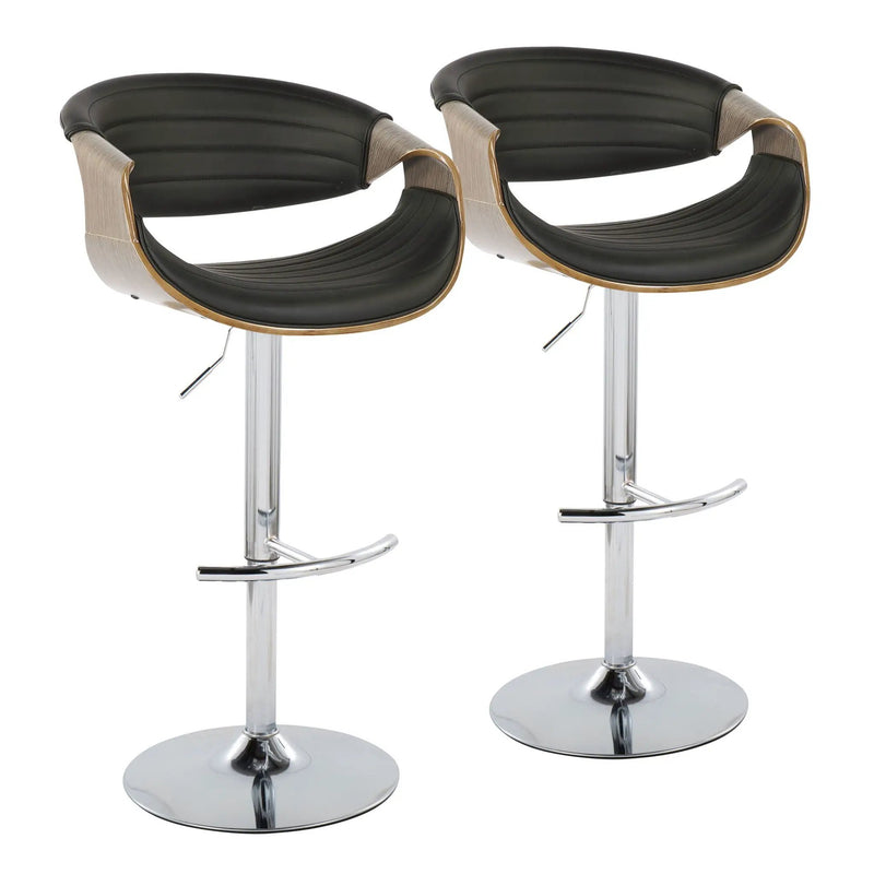 Symphony - Mid Century Modern Adjustable Barstool With Swivel & Rounded T Footrest (Set of 2) by HouseOfZazla