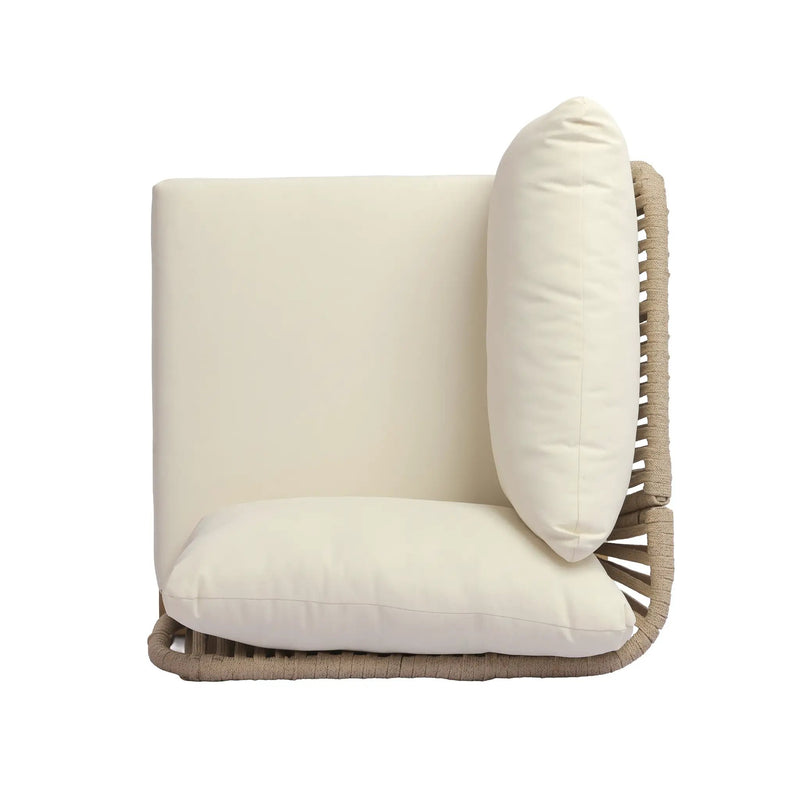 Acacia Wood Outdoor Corner Chair with Rope Back & Weather-Resistant Cushion by HouseOfZazla