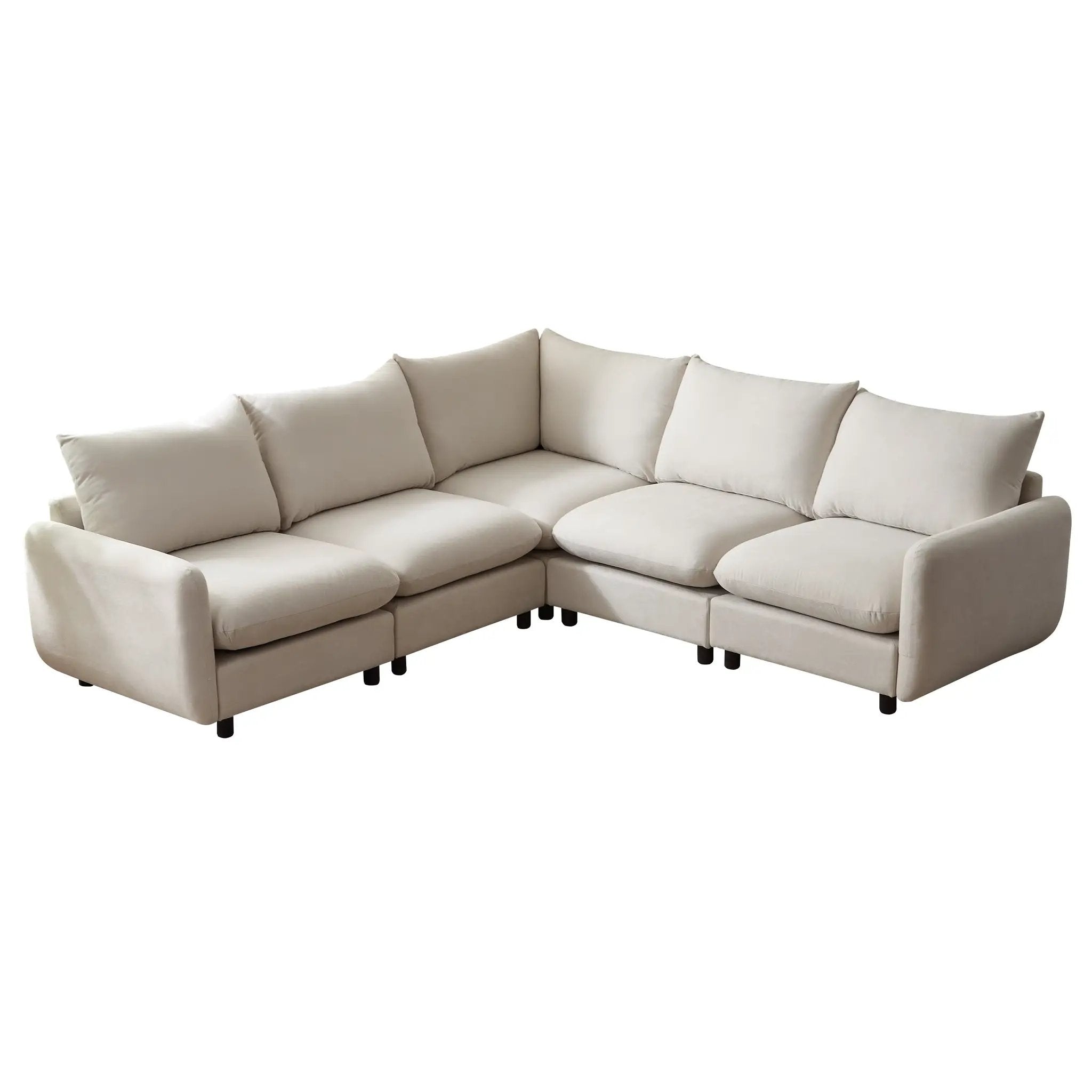 99 in. Oversize 5-Piece L Shaped Modular Sectional Sofa by HouseOfZazla