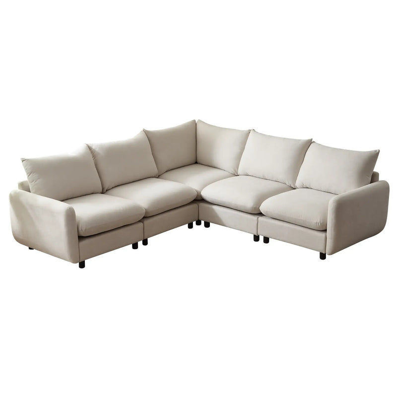 99 in. Oversize 5-Piece L Shaped Modular Sectional Sofa by HouseOfZazla