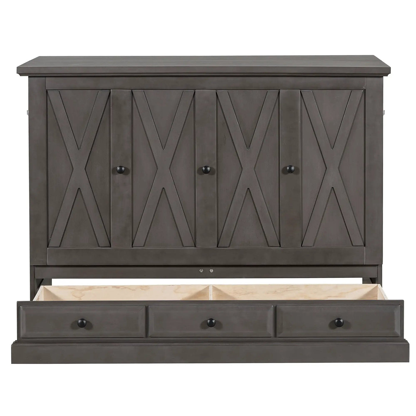 Solid Pine Murphy Bed Chest Cube Cabinet Bed With Charging Station And Large Storage Drawer For Home Office Or Small Room by HouseOfZazla