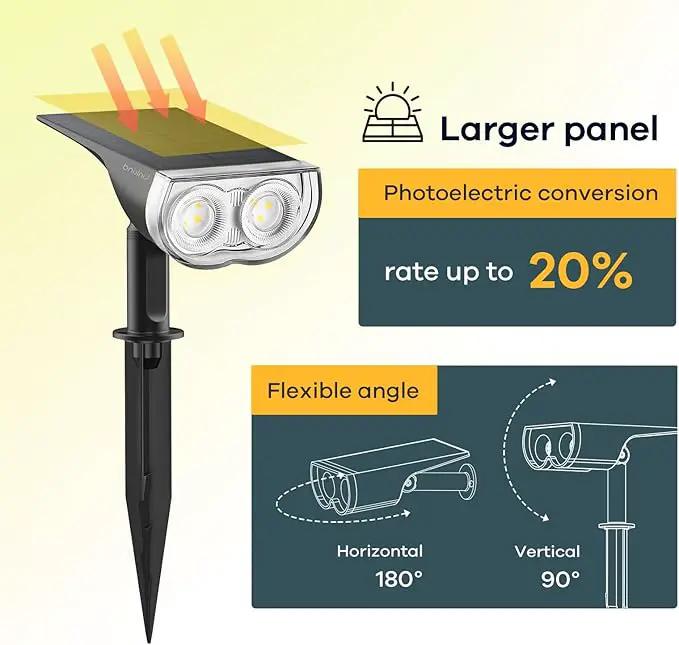 Linkind StarRayS 12 LEDs Landscape Solar Spotlights, Solar Powered Dusk-to-Dawn Outdoor Garden Lights, 350LM 3000K Warm White, IP67 Waterproof for Garden Yard Patio Driveway Porch, 2-Pack by GreenHaven Gardens