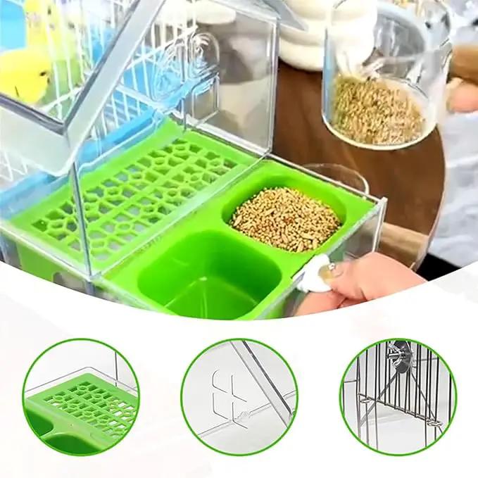 2026 New Pull-Out External Parrot Feeder, Bird Bath for Cage, 7*6*5.5in Bird Feeder House, Transparent Parakeet Cage Accessories, Easy To Fill, Clean, Long-Lasting, for Finch and Hummingbird (White) by GreenHaven Gardens