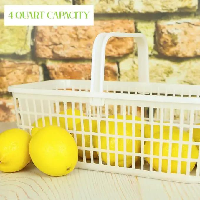 6 Pack – 4 Quart/Half Peck White Plastic Garden Basket for Gathering Vegetables and Fruits – Harvest Apples, Berries, Peaches or Tomatoes by GreenHaven Gardens