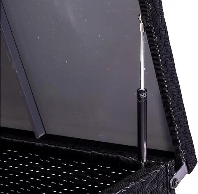 Outdoor 70 Gallon Wicker Storage Box with Waterproof Liner, Patio PE Rattan Storage Container for Outside, Deck Box with Hinged Lid for Cushions, Pillows, Towels, Horizontal Bin, Black by GreenHaven Gardens