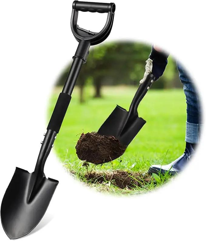 Small Shovel for Digging, 31 Inch Metal Spade Shovel with D-Grip Handle, Lightweight Short Gardening Digging Shovel by GreenHaven Gardens