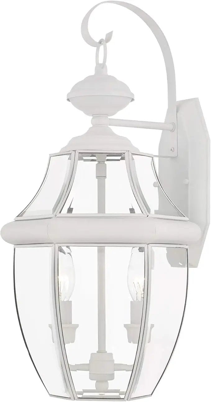Livex Lighting 2251-03 Outdoor Wall Lantern with Clear Beveled Glass Shades, White by GreenHaven Gardens