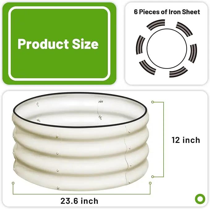 SnugNiture 3 Pcs 2x2x1ft Round Galvanized Raised Garden Bed Kit Outdoor, Metal Planter Box for Planting Plants Vegetables, White by GreenHaven Gardens