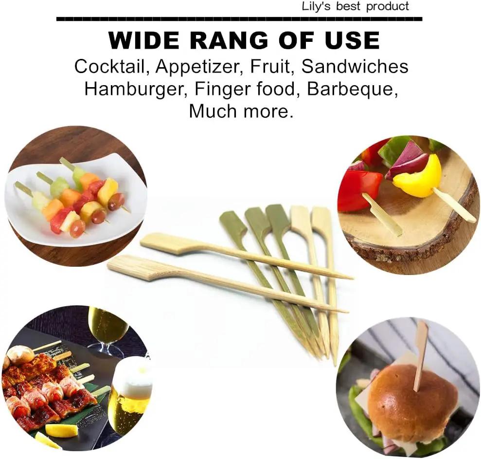HOPELF 3.5 inch Bamboo Paddle Picks Skewers Toothpicks for Cocktail，Appetizers，Fruit，Sandwich，Barbeque Snacks.Wood pick More Size Choices 3.5''/ 4.7''/ 7''/ 10'' (Pack of 100) by GreenHaven Gardens