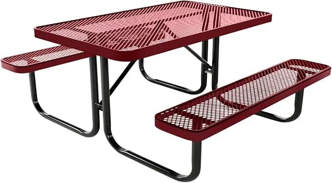 Coated Outdoor Furniture Heavy-Duty Portable Outdoor Kids Table, Expanded Metal Kids Picnic Table, Commercial-Grade Picnic Table, Made in America (4ft Rectangular, Childrens, Burgundy) by GreenHaven Gardens