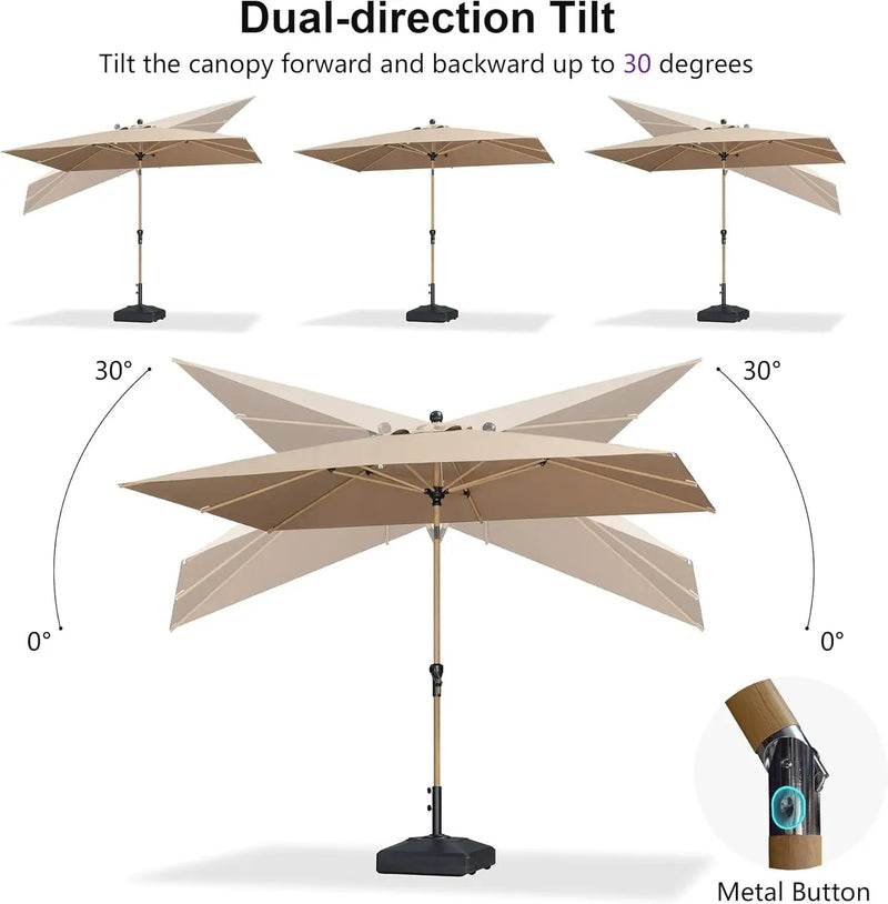 PURPLE LEAF 6.5' x 10' Patio Umbrella Outdoor Table Umbrella Aluminum Market Umbrella with Push Button Tilt & 8 Sturdy Ribs and Crank Rectangular Sun Umbrella for Pool Backyard Beach, Taupe by GreenHaven Gardens