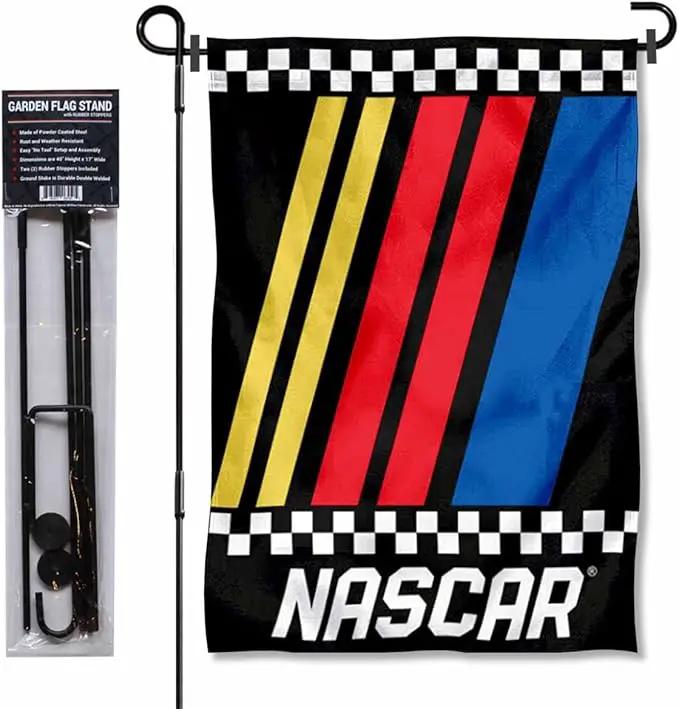WinCraft NASCAR Garden Flag and Flagpole Mount by GreenHaven Gardens