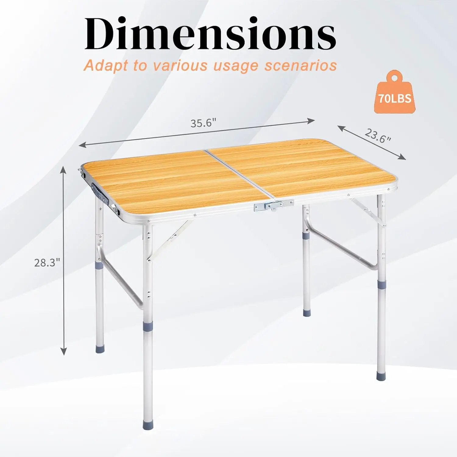 Outvita 3ft Portable Folding Camping Table, Outdoor Waterproof Adjustable Height Table, Aluminum Lightweight Suitcase Foldable Table for Picnic BBQ Beach Dining by GreenHaven Gardens