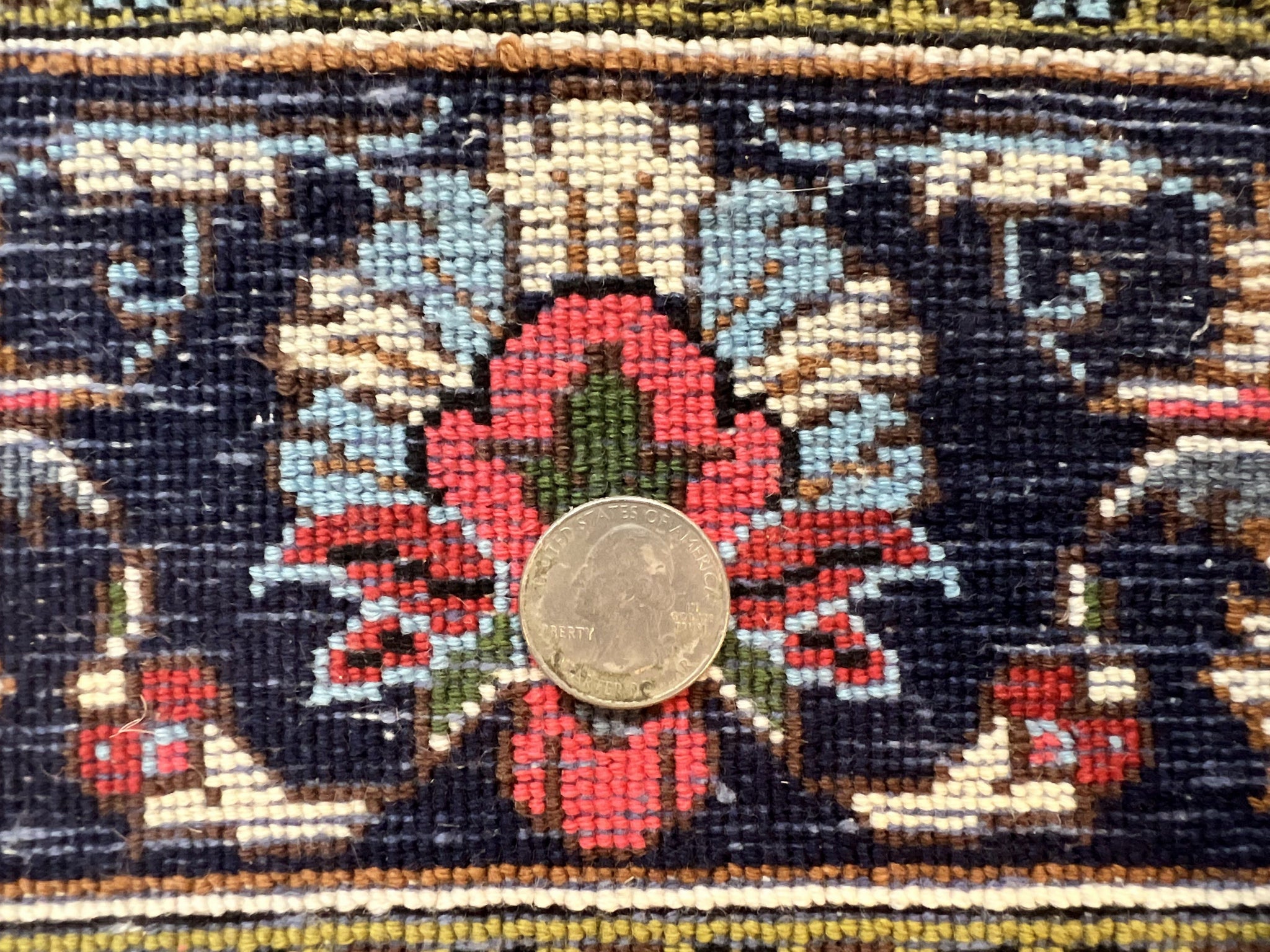 Persian Qum Rug 3x5, Wool with Silk Highlights, Handmade Semi Antique Carpet, Ivory & Navy Blue, Floral Medallion, Finely Hand Knotted by Jewel Rugs