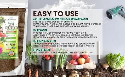 Organic Molasses for Plants - Horticultural Molasses - Ideal for Traditional & Hydroponic Gardening, for Indoor & Outdoor Plants (1/2 Quart) by GreenHaven Gardens