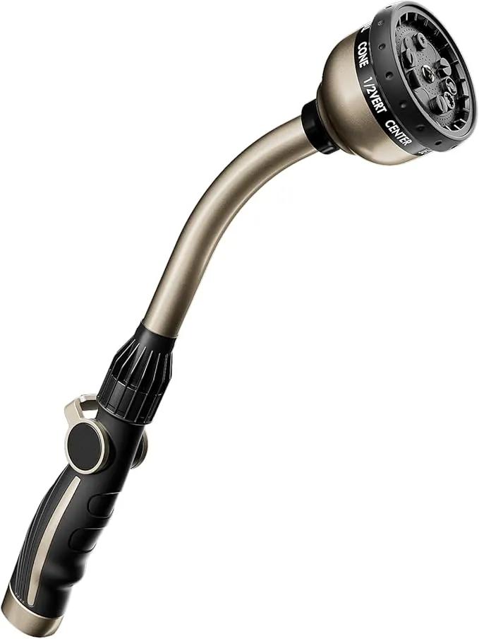 RESTMO Watering Wand Heavy Duty, Metal Garden Hose Wand with 10 Spray Patterns, 15-Inch Long Hose Nozzle Sprayer with Thumb Flow Control, Ideal to Water Hanging Baskets and Shrubs by GreenHaven Gardens