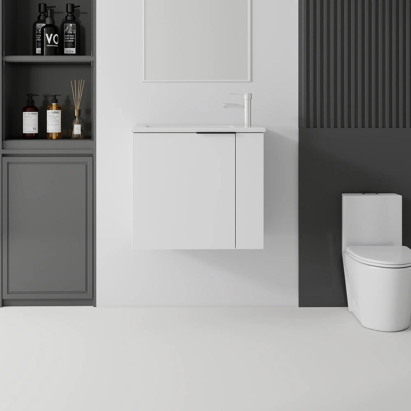 22 Inch Floating Bathroom Vanity with Sink, Soft-Close Door, Ceramic Sink, Plywood by HouseOfZazla