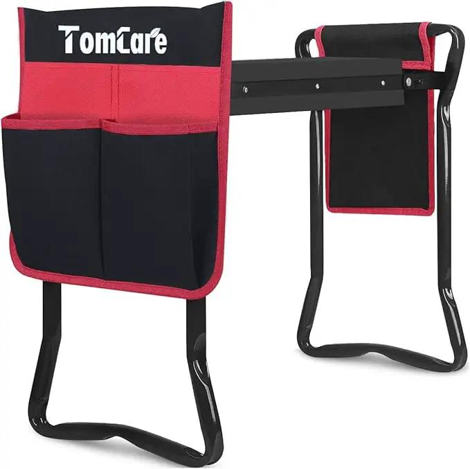 TomCare Garden Kneeler Seat Garden Bench Garden Stools Foldable Stool with Tool Bag Pouch EVA Foam Pad Outdoor Portable Kneeler Christmas Gardening Gifts for Women Men,Large 21.65"x10.62"x18.89",Black by GreenHaven Gardens