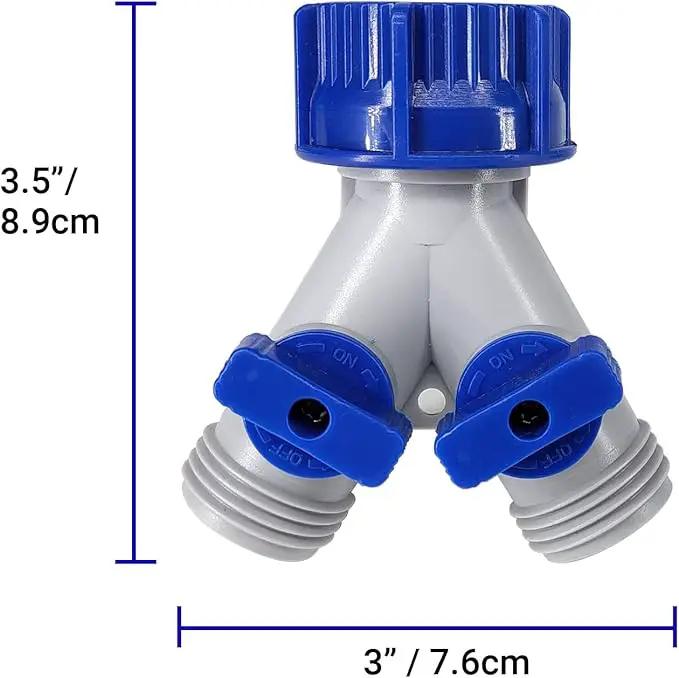 Garden Hose Splitter, 2Pcs 360° 3/4" Plastic Water Hose Splitter 2 Way, Garden Hose Connector with Faucet Watering Shut Off for Landscaping, Gardening, Flower Planting, Irrigation by GreenHaven Gardens