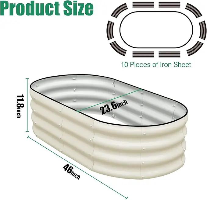 SnugNiture Galvanized Raised Garden Bed, 4x2x1ft Oval Metal Planter Box for Planting Outdoor Plants Vegetables by GreenHaven Gardens