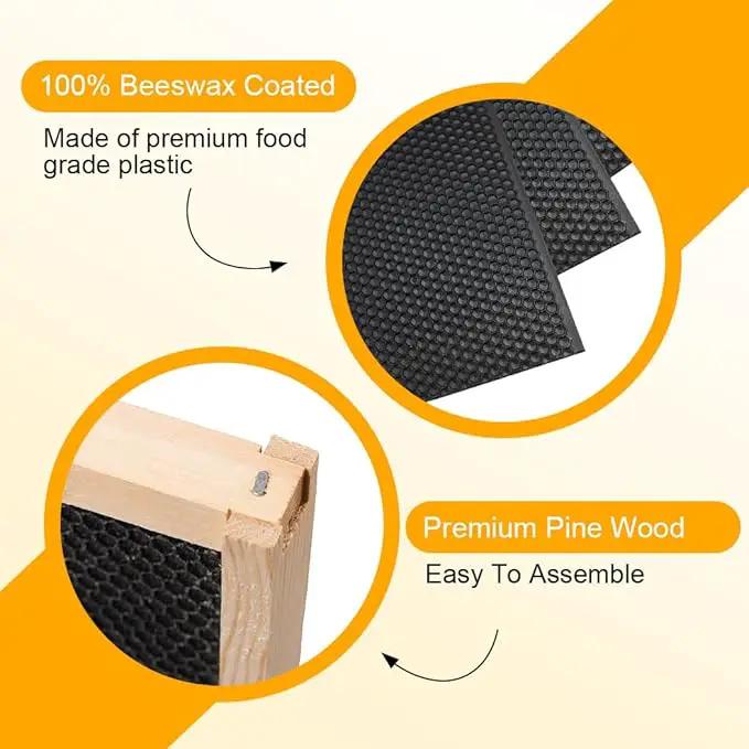 POLLIBEE 10 Frame Bee Hive,Beeswax Coated Beehive Kit for Bee Keeper,Complete Beehive Include 1 Deep Brood Bee Box and 1 Medium Bee Hive Box with Frame and Foundation by GreenHaven Gardens