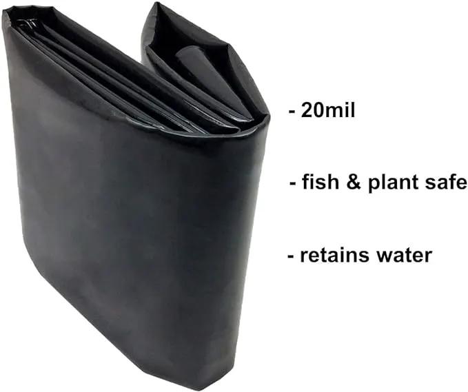 Pond Liner, 20 Mil 7 x 10 Feet Pond Liners for Outdoor Ponds, Black LDPE Fish Pond Liner for Small Ponds, Streams Fountains and Garden Waterfall by GreenHaven Gardens