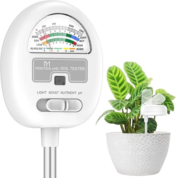 [Upgraded] Soil Moisture Meter, 4-in-1 Soil pH Tester, Moisture/Light/Nutrients/pH Meter for Gardening, Lawn, Farming, Indoor & Outdoor Plants Use, No Batteries Required, Gifts for Plants Lover by GreenHaven Gardens
