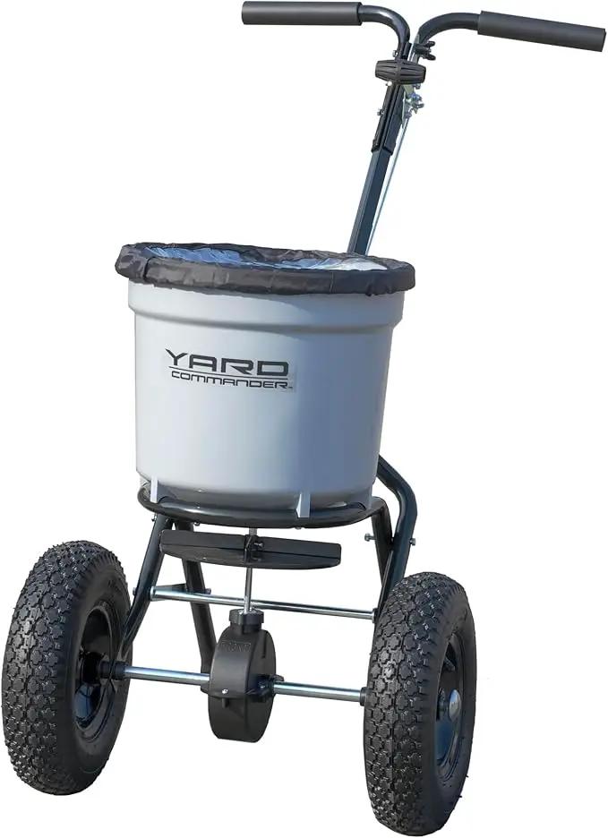 Yard Commander - Commercial 50 LB Walk-Behind Push Broadcast Spreader - 10-12 Foot Spread - Fertilizer, Salt & Grass Seed - Clog Free Design - Fully Enclosed Gear Box - Adjustable Drop Rate by GreenHaven Gardens