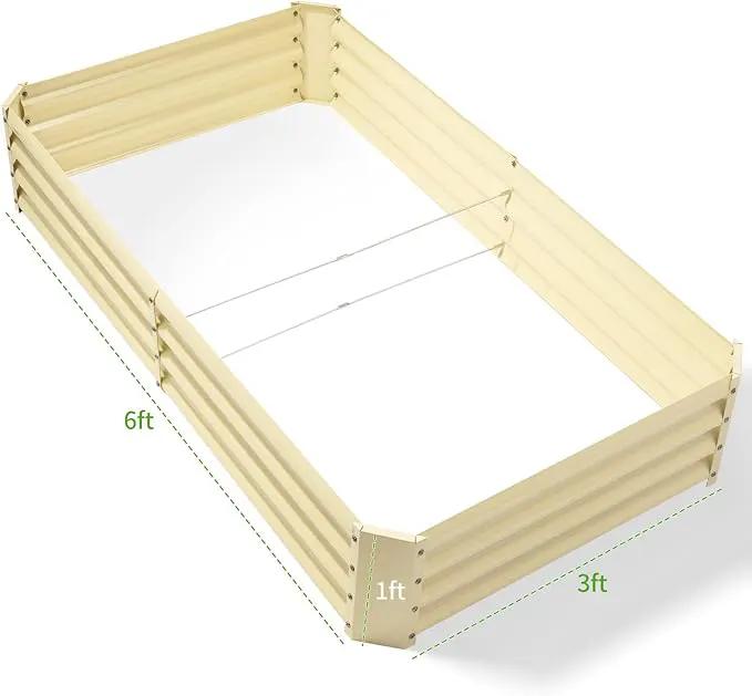 Land Guard 6×3×1ft Galvanized Metal Raised Garden Bed, Metal Planter Kit Box Outdoor for Deep-Rooted Vegetables, Flowers, Green and Herbs (Cream Yellow)… by GreenHaven Gardens