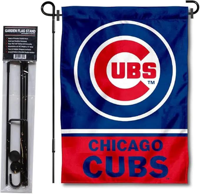WinCraft Chicago Baseball Garden Flag with Stand Holder by GreenHaven Gardens